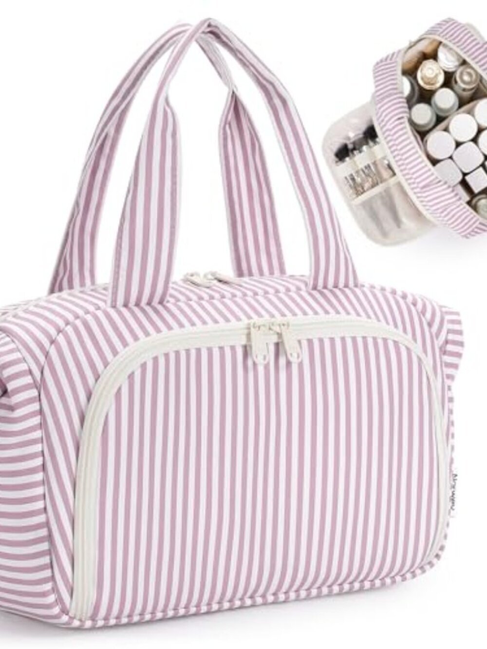 🆕 Wide-Open Toiletry Bag Women, Checkered Travel Toiletries Bag, Large Makeup